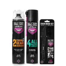 Muc Off Complete Bike Care Kit - Muc-Off Chain & Gear Degreaser, All-Weather Lubricant, and Premium Chain Brush Set - Essential Bicycle Maintenance B