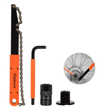Oumers Bike Cassette Removal Tool with Chain Whip and Auxiliary Wrench Bicycle Sprocket Removal Tools, Bicycle Cassette Lock Ring Removal Freewheel R
