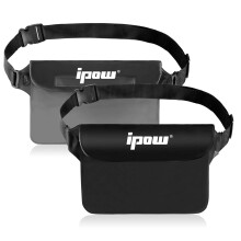 ipow Waterproof Pouch Bag Case with Adjustable Waist Strap [2 Pack] Transparent Screen Touchable for Beach, Swimming, Boating, Fishing, Hiking - Keep