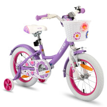 Hiland 14 Inch Kids Bike, Bicycle for Girls 4 5 6 years, Purple Girls Bike with Basket Training Wheels