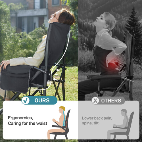 EVER ADVANCED Oversized Folding Camping Chair for Adults with Adjustable Lu 1