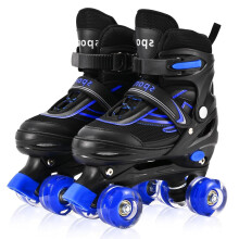 LOKJIJI Kids Roller Skates for Girls Boys Children Beginners, Adjustable 4 Sizes Quad Roller Skates for Kids and Youth with Light Up Wheels for Sport