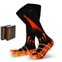 Electric Heated Socks for Men Women with 5V 6000mah Battery Foot Warmer with 360 Toe Heating Electric Socks with 4 Levels Heat Settings Suitable For