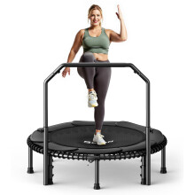 B BCAN 48 Rebounder Trampoline for Adults 250kg Foldable Mini Trampoline with Adjustable Foam Handle Mute Preassembled Fitness Trampette Indoor