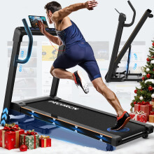 Decorcn Folding Treadmill for Home, 4.5HP, 20 Auto Incline, 1km/h-16km/h, 150KG limited, Running Machine for Heavy People with LED, Bluetooth Speaker