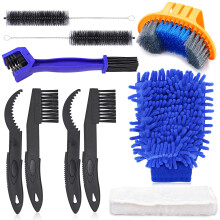 Oumers Bicycle Clean Brush Kit, 10pcs Motorcycle Bike Chain Cleaning Tools Make Chain/Crank/Tire/Sprocket Cycling Corner Stain Dirt Clean, Durable/Pr