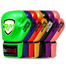 RingMaster Sports Kids Boxing Gloves Carbon Leather Training Sparring Punch Bag Mitt (Green, 4 oz)