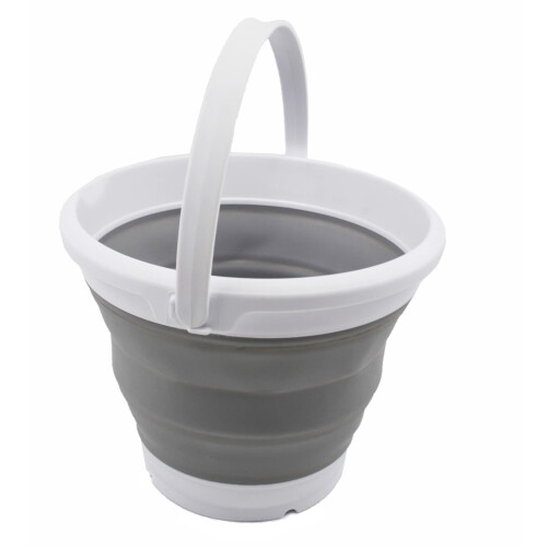 SAMMART Collapsible Bucket WhiteGrey 55L  Round