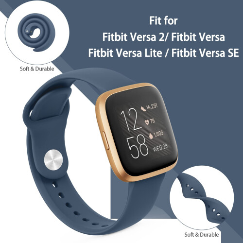 Vancle Straps for Fitbit Versa 2 Straps, Classic Silicone Adjustable Replacement Band for Fitbit Versa 2 / Fitbit Versa Lite/Fitbit Versa (Deepblue) 2