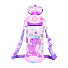 PinkSheep Kids Water Bottle with Straw/Lanyard, 650ml Child Drinking Water Bottle, BPA Free Leak-Proof Locking Flip Lid for Kids Girls Boys School Sp