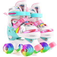 Ceestyle Rainbow Adjustable Quad Roller Skates Kids, All Light Up Wheels of Skates Shine, Illuminating Light Up Wheels, With Built In Adjusters Kids