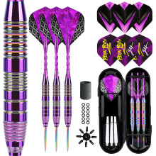 Trecynd Darts Metal Tip Set 3 Aluminum Shaft Metal Dart Set Professional Darts Steel Tip Sets + Extra Dart Flights 3 Replace Plastic Shafts Beginner