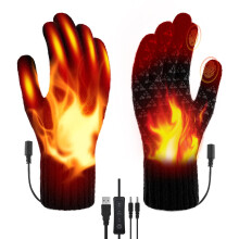 Lomffy USB Heated Gloves for Men Women, Heating Mittens 3 Temperature Knitting Mittens Full Finger Laptop Thermal Gloves Screen Touch Double-sided He