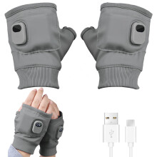 Electric Heated Gloves Rechargeable, Portable Fingerless Heated Gloves for Women Men, Smart Thermostatic Electric Winter Hand Warmer for Work Cycling
