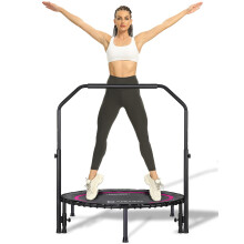 Darchen 200 KG Mini Trampoline for Adults, Indoor Small Rebounder Exercise Trampoline for Workout Fitness for Quiet and Safely Cushioned Bounce, [100