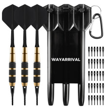 WayArrival 18 Gram Soft Tip Darts Set,Brass Barrel,Integrated Dart Shaft and Flight, 30 Plastic Tips, Dart Case