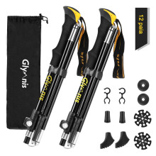 Glymnis Walking Poles 2 Pack Collapsible Walking Poles for Women Men with Quick Lock System, Foldable Hiking Trekking Poles for Senior Trekking, Back