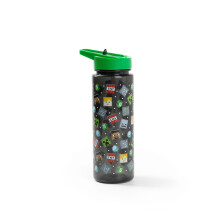 Minecraft Creeper 750ml Straw Water Bottle Black with Green Lid FlipTop Hydration Bottle with TNT Graphic Print Unisex Kids Drinkware Minecrafte