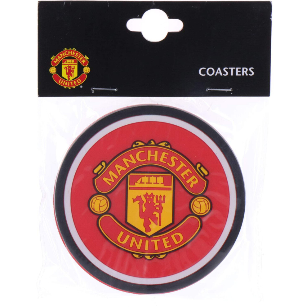 Manchester United Signs-Unique Football Club Set Of 2 Rubber Drinks Mats/Coasters (Bb)