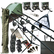 Deluxe Full Carp fishing Set Up With Rods, Reels, Alarms, 42" Net, Holdall, Bait, Bivvy & Tackle