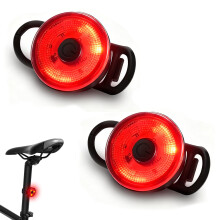 Rear Bike Light 2 Pack, Bright LED Bicycle Lights | 2-Mode Bike Back Light | No Charging Needed, Quick-Change Button Battery, Easy Fit Weatherproof T