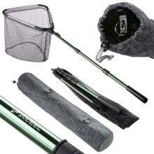 Rodeel Rubber Coated 61" Telescopic Fishing Folding Landing Net Pole Extending 23-61 inch 58-155 cm for Fly Carp Course Sea