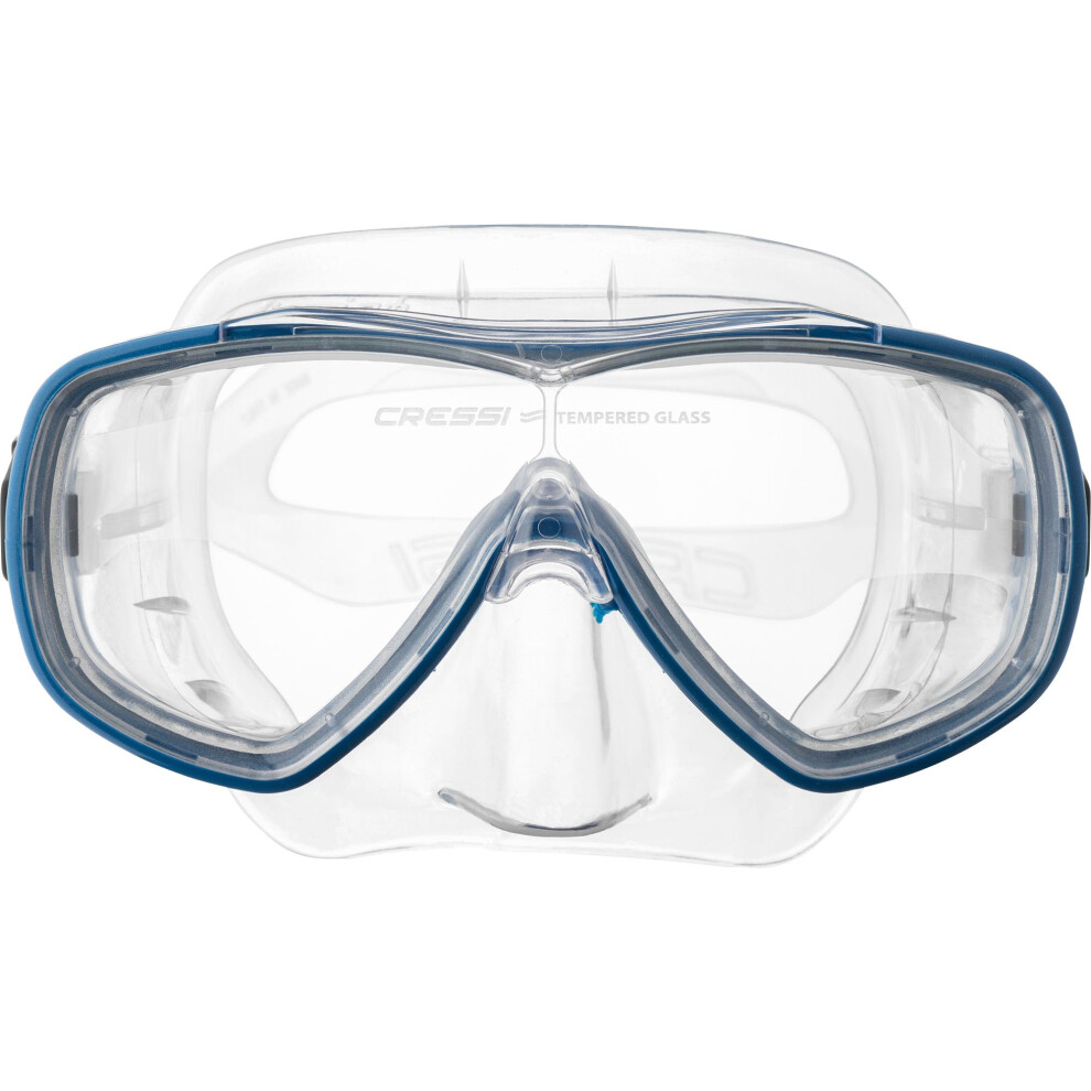 Cressi Onda Mare Italian Made Snorkel Set - Clear/ - Diving Mask - Scuba Mask - Scuba Diving Equipment Blue