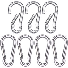 7 PCS Carabiner Heavy Duty 304 Stainless Steel M6 Carabiner Snap Hook Gauge Steel Carabine Swivel Spring Clip for Outdoor Hiking Camping Fishing (Not
