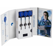 Unicorn Steel Tip Professional Darts Set Gary The Flying Scotsman Anderson Phase 3 World Champion 90 Natural Tungsten Barrels with Blue Accents 2
