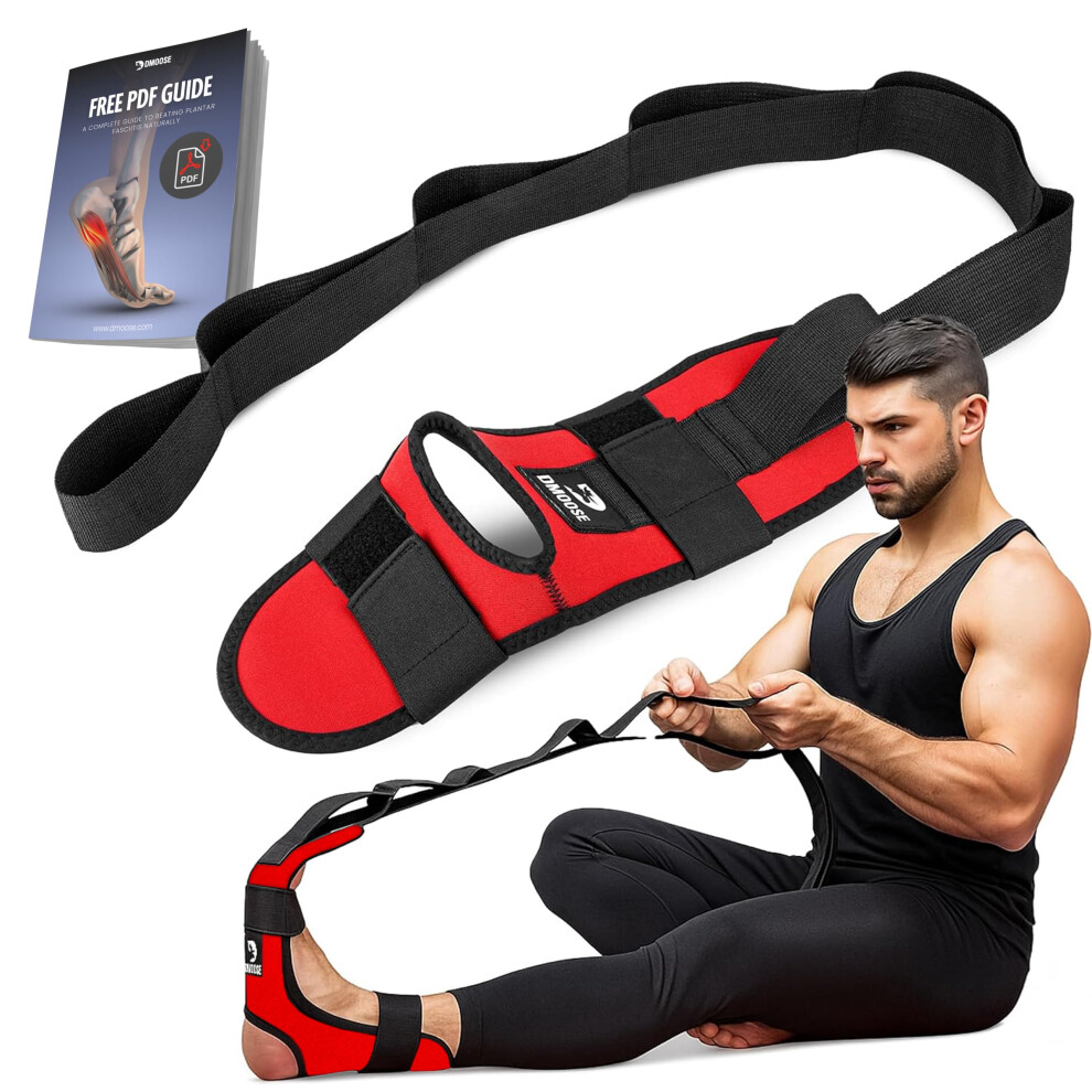 Dmoose Fitness Foot & Calf Stretcher With Adjustable Padded Stretching Strap For Plantar Fasciitis, Hamstring, Heel Spurs And Achilles Tendonitis Rel