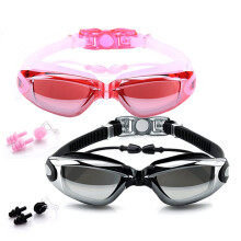 BEEWAY Swimming Goggles, Swim Goggles attached Ear Plugs for Adult Men Women And Kids 8+ - No Leaking, Anti Fog, UV Protection - Free Storage Case, N