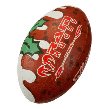 Ram Rugby Ball- Squad Trainer Ball - Christmas Pudding Design - Club Quality Rugby Training Ball. Hand stitched, 3 ply, 3-D Grip Stocking Filler/Rugb