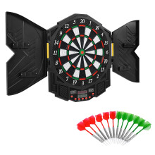 Maxmass Electronic Dartboard Set, Automatic Scoring Dart Board with 12 Darts, Cabinet and 4 LED Display, Professional Digital Dartboard for 1-8 Playe