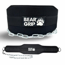 BEAR GRIP -Weighted Dip & Pull up Belt for Strength Training, Bodybuildng (Black/Black)