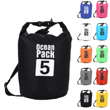 Dry Bag 5L, Boat Dry Bags Black Waterproof Bag Dry Sack Roll Top Long Adjustable Shoulder Strap 2L/5L/10L/20L/30L/40L for Drifting Boating Kayaking F