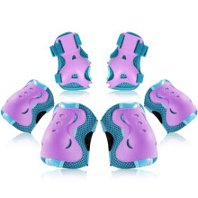 BOSONER Knee Pad for Kids 6 In 1 Knee and Elbow Pads for Children, Protective Gear Set with Wrist Guards, Kids Knee Pads for Skating (Blue/ Purple, S