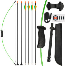 SERfawnCH Recurve Bow and Arrow Set - 15lb Draw Weight, 35.8 Inch Ambidextrous Youth Archery Kit with Safety Arrows, Arm Guard & Target Paper for Out