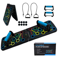 Laaorr Push Up Board with Resistance Bands Multi-function Foldable Press Up Board Portable Muscle Workout Push Up Board for Men Women Home Gym Fitnes