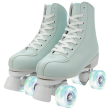 XUDREZ Women Roller Skates Girls Roller Derby Skates Adult Skates Shoes Mint Green Four-Wheel RollerSkates for Beginner Outdoor Indoor (Green and whi