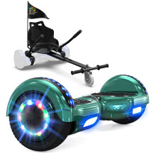GeekMe hoverboards go kart attachment, Hoverboards with Hoverkart 6.5 inch with Bluetooth Speaker, LED Lights, Gift for Kid, Teenager and Adult