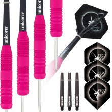 Unicorn Steel Tip Darts Set | Core Plus | Smooth Comfortable Rubberised Brass Barrels | Pink | 26 g
