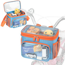 Kids Bike Basket, Front Frame Handlebar Bag for Toddler Scooter Tricycle Bicycle, Cute Small Fabric Bicycle Basket for Boys & Girls, Blue&Orange