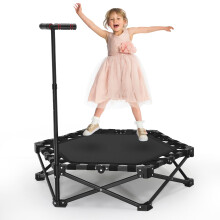 Foldable Trampoline, Mini Trampoline for Kids, Three Adjustable Heights, Anti-Slip T-Handle, Noise-Free, 150kg, Suitable for Children/Adults, Kids Ex
