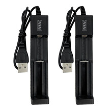 2Pcs 18650 Battery Charger USB Single-Slot Universal Charger with Slide Design for Rechargeable Lithium Batteries