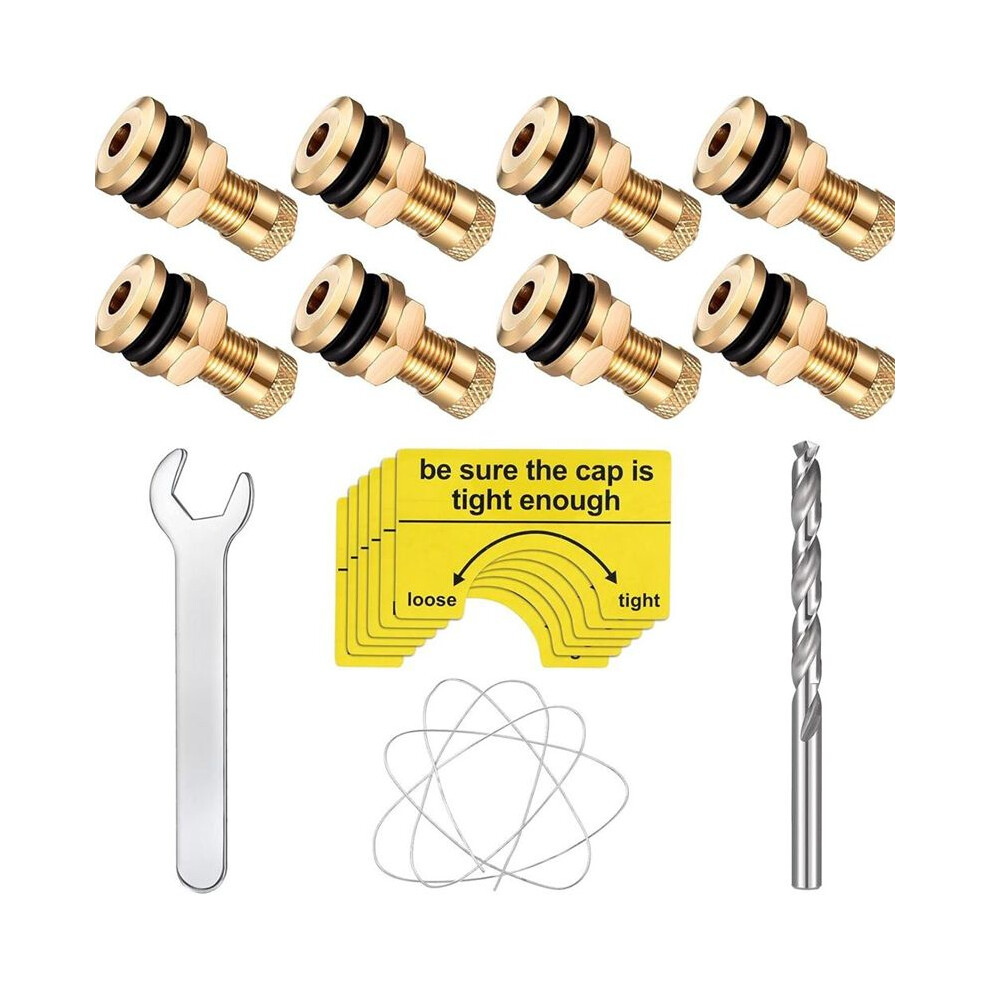 19 Pieces Fuel Gas Can Vent Caps 8 Pieces Fuel Gas Tank Vent Caps Replacement Plug With Drill, Wire, Wrench Silver/Black 4713904673879