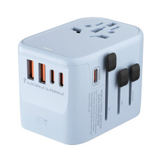 GaN65W International Travel Adapter with 2USB 3 Type C GaN Fast Charging Adapter with EU AU US UK Plug for Travel