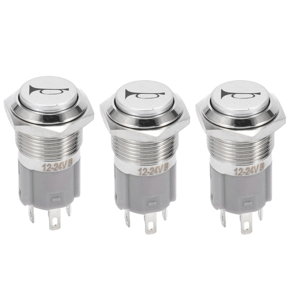 3X 12V 16Mm Car Led Momentary Horn Button Metal Push Button Light 6031844378981