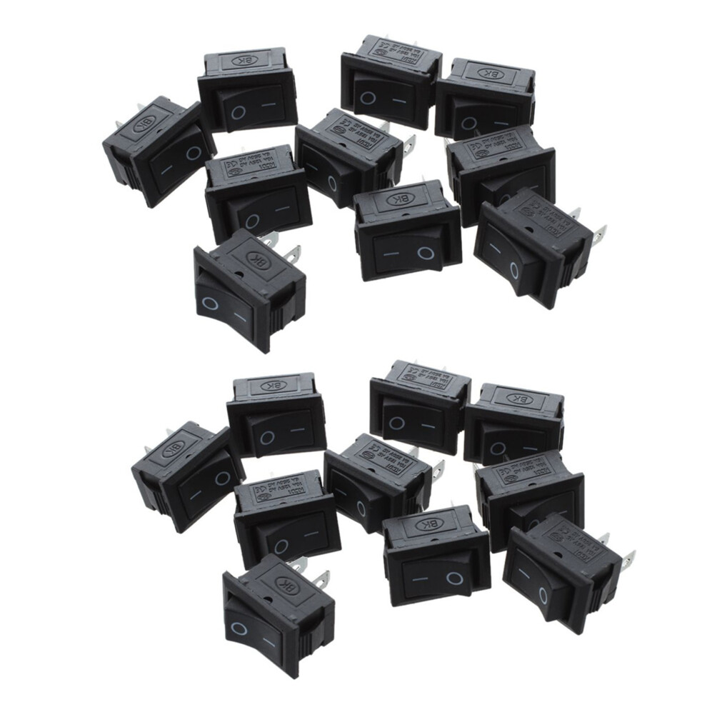 20 Pcs Spst Black 2 Pin Rocker Ac 125V 10A 250V 6A 4711242721375
