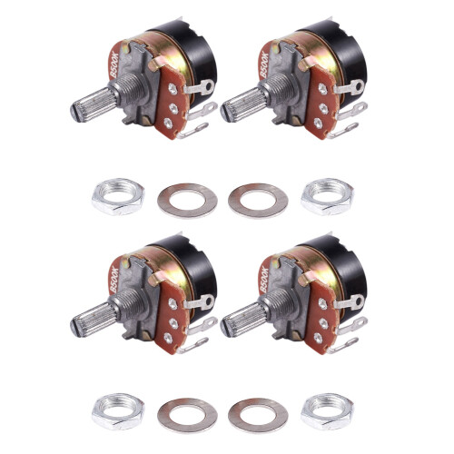 4Pcs 500K Ohm Single Linear Taper Potentiometers with /Off