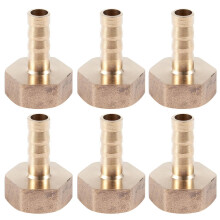 6 Pcs 1/2 BSP Female Thread 8mm Air Pneumatic Gas Hose Barbed Fitting Gold